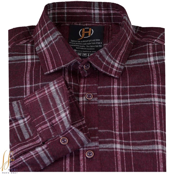 Crimson-gray checkered mens shirt