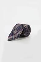 Large checkered men's tie and leather set, code T01-07-3128