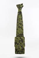 Mens black and green tie and leather set code T01-07-0138