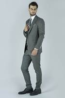 Mens needle suit silver background