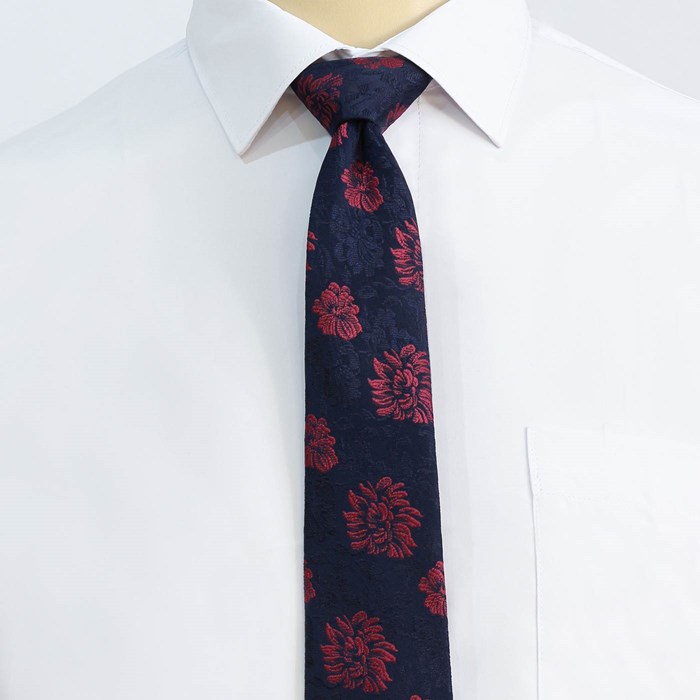 ست کراوات و پوشت طرح گل سرمه ای زرشکی کد T01-07-1230D Tie and skin set of crimson crimson flower design code T01-07-1230D